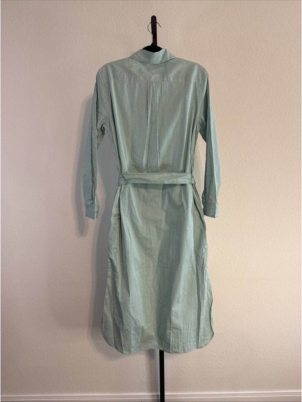 NWT Polo Ralph Lauren Green Striped Cotton Button Up Shirtdress w/ Belt Sz 8 - Picture 9 of 14